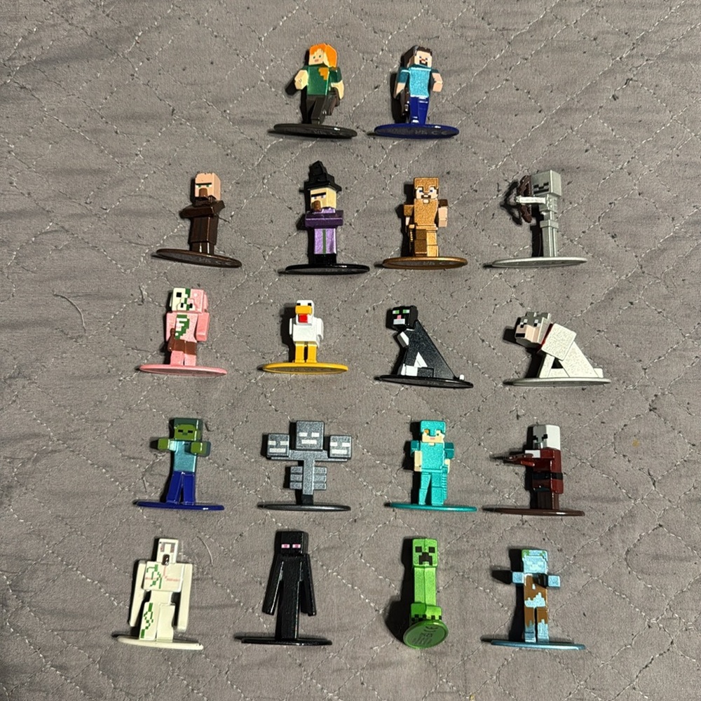 18 Minecraft Character Mini Metal Figure Set
